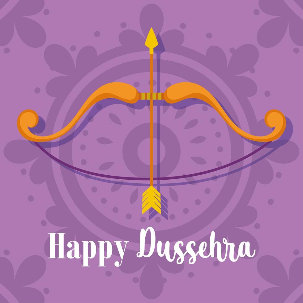 joyeux festival dussehra inde flèche arc fond violet vecteur