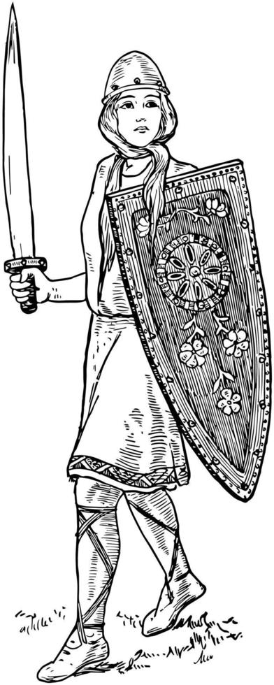 illustration vintage de femme lombarde. vecteur