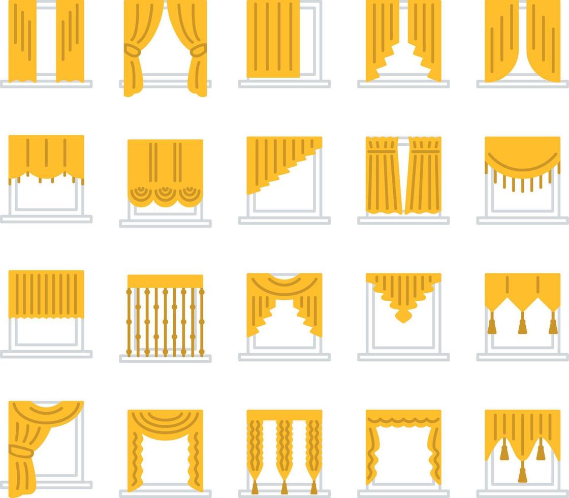 rideaux dorés, illustration, vecteur, sur fond blanc. vecteur