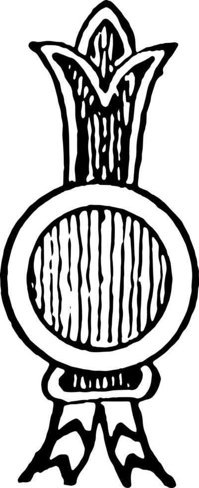 l'ornement assyrien est une gravure vintage à motif de grenade. vecteur