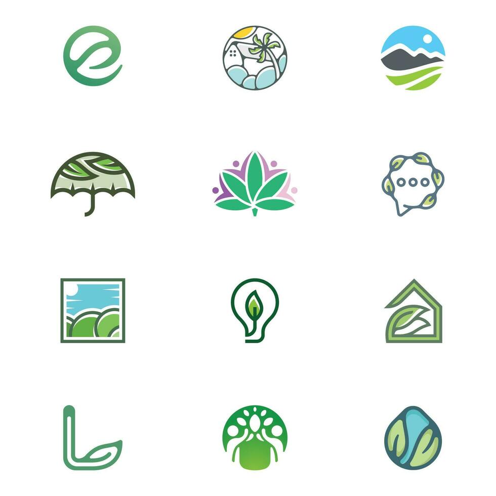 ensemble de logo nature et éco vecteur