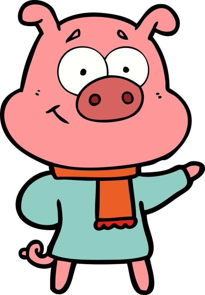 personnage de cochon de vecteur en style cartoon