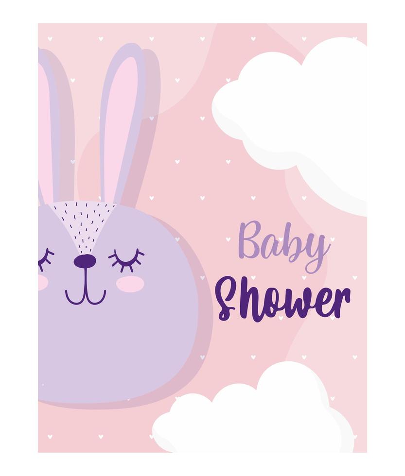 carte de douche de bébé avec mignon petit lapin vecteur