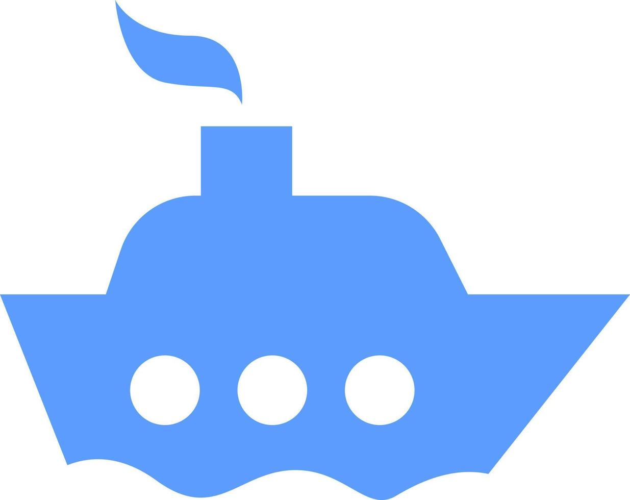 petit navire bleu, icône illustration, vecteur sur fond blanc