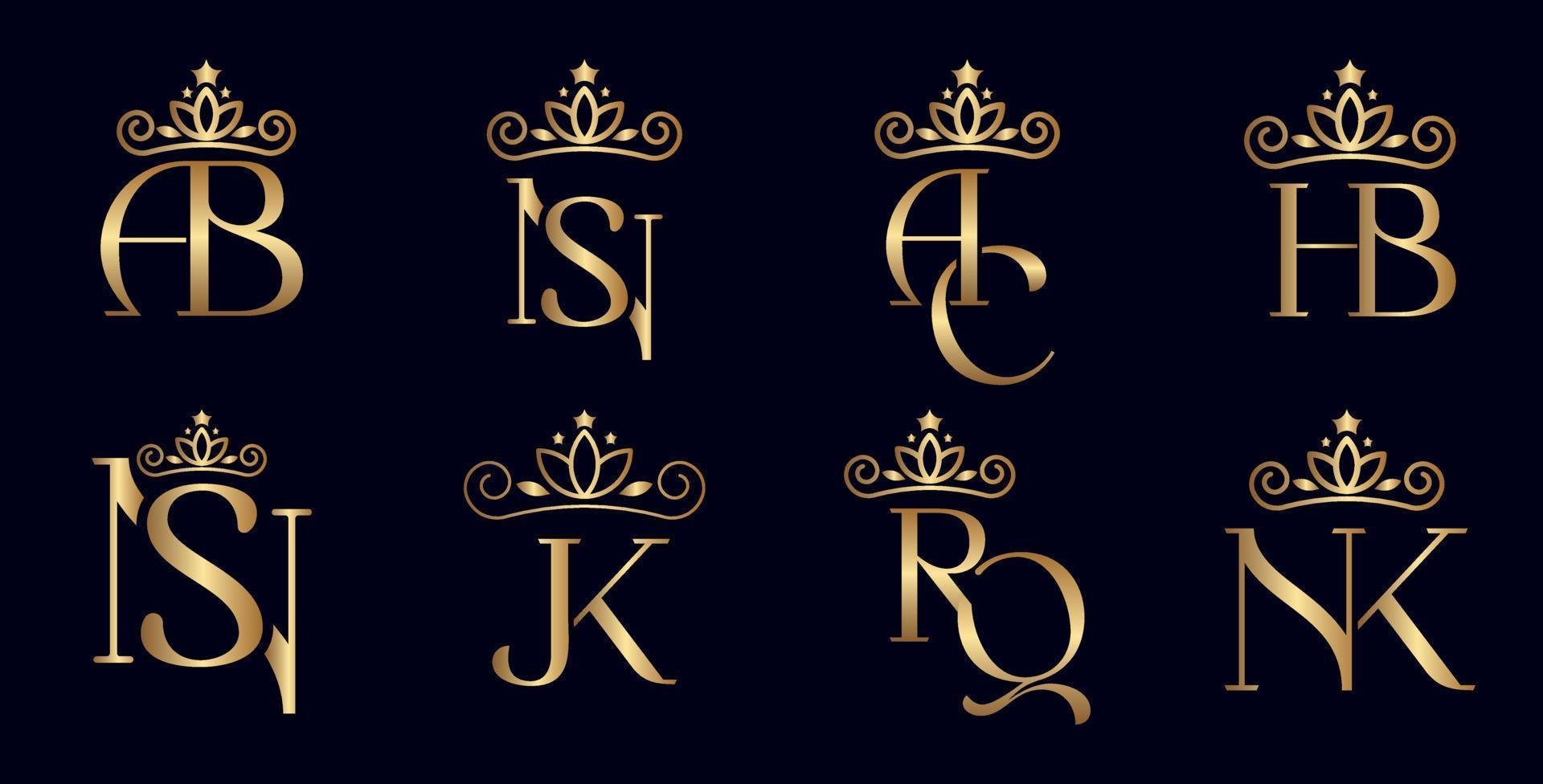 lettres logo or dessins de luxe vecteur