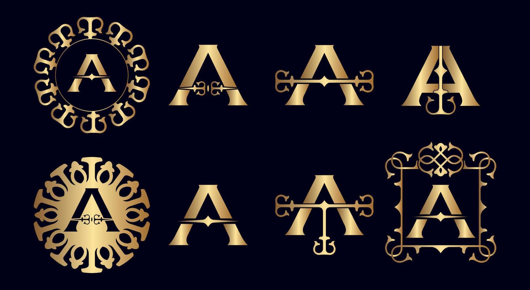 logo royal lettre a ensemble d'or vecteur