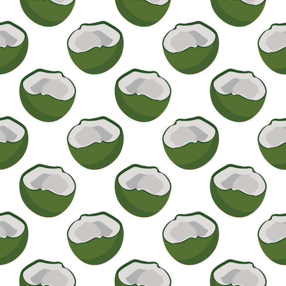 noix de coco vert foncé, motif sans couture sur fond blanc. vecteur