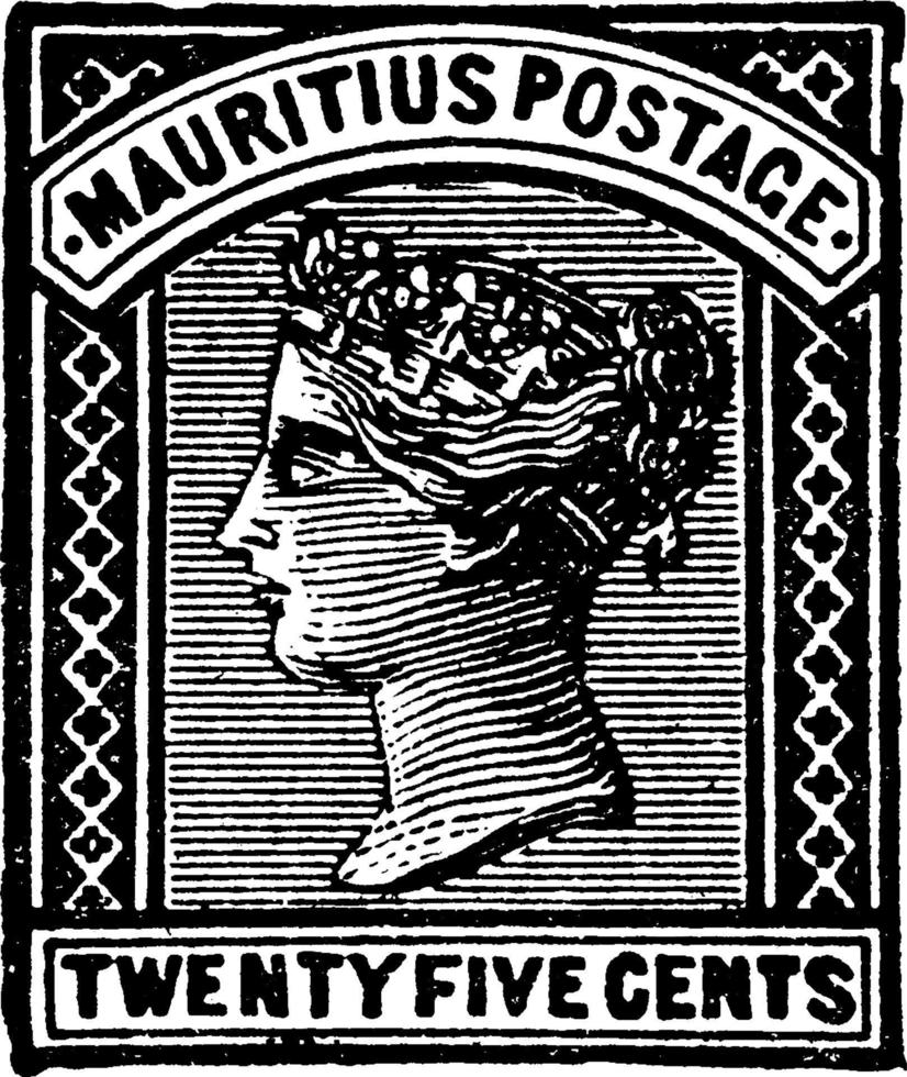 maurice, timbre de vingt cinq cents, 1880, illustration vintage vecteur