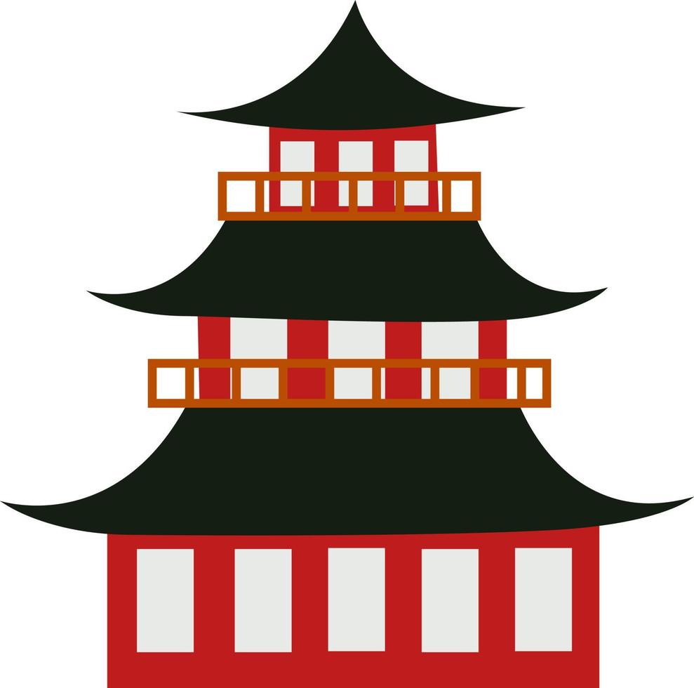 bâtiment japonais, illustration, vecteur sur fond blanc.