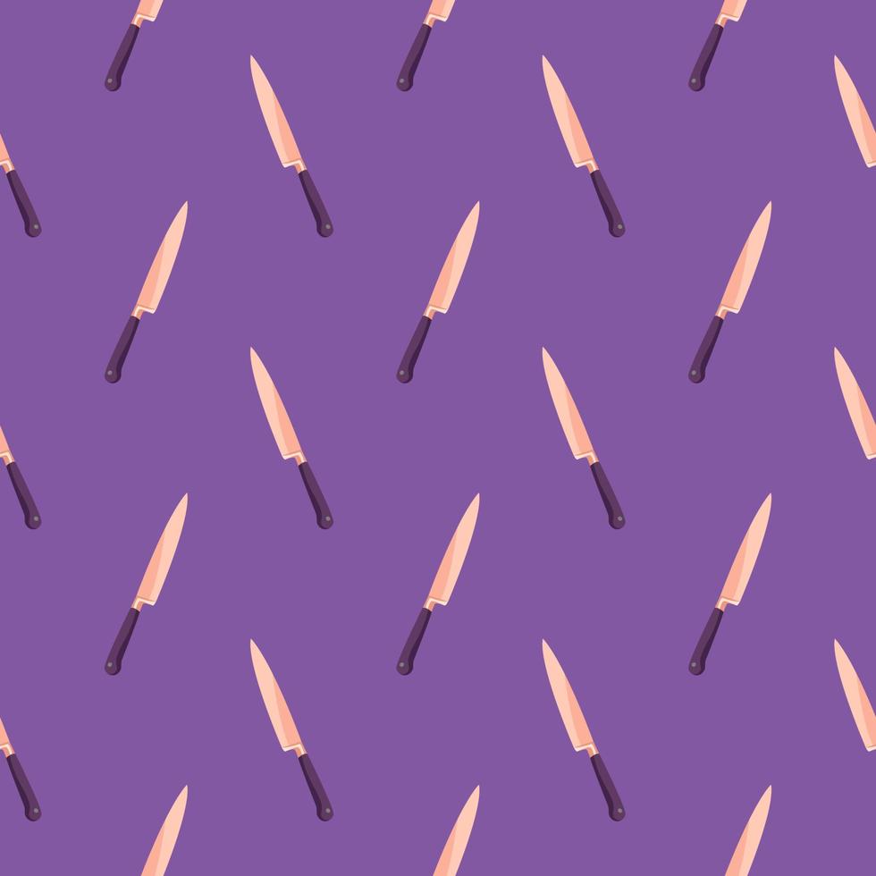 couteaux tranchants, motif sans couture sur fond violet. vecteur