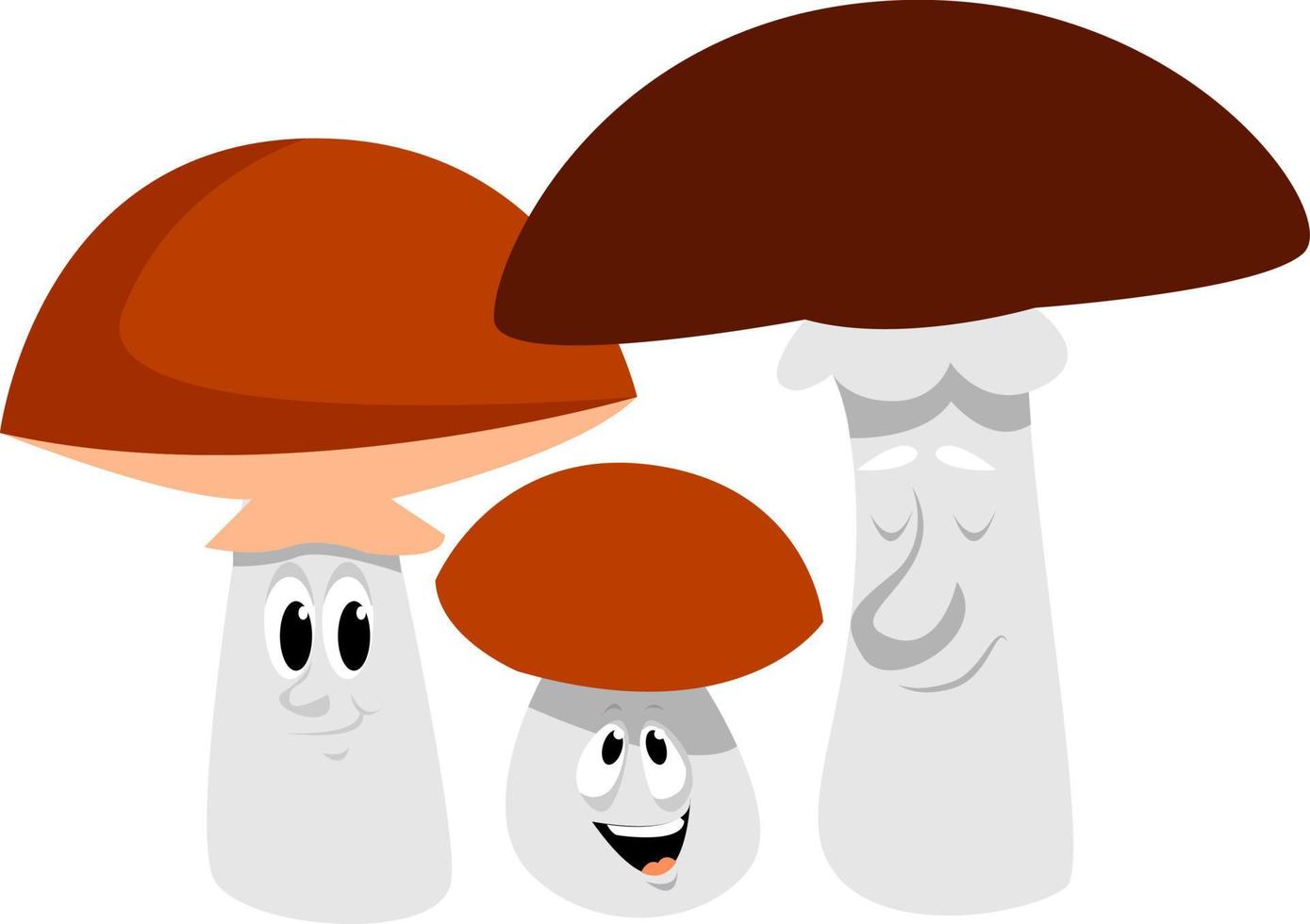 famille de champignons, illustration, vecteur sur fond blanc.