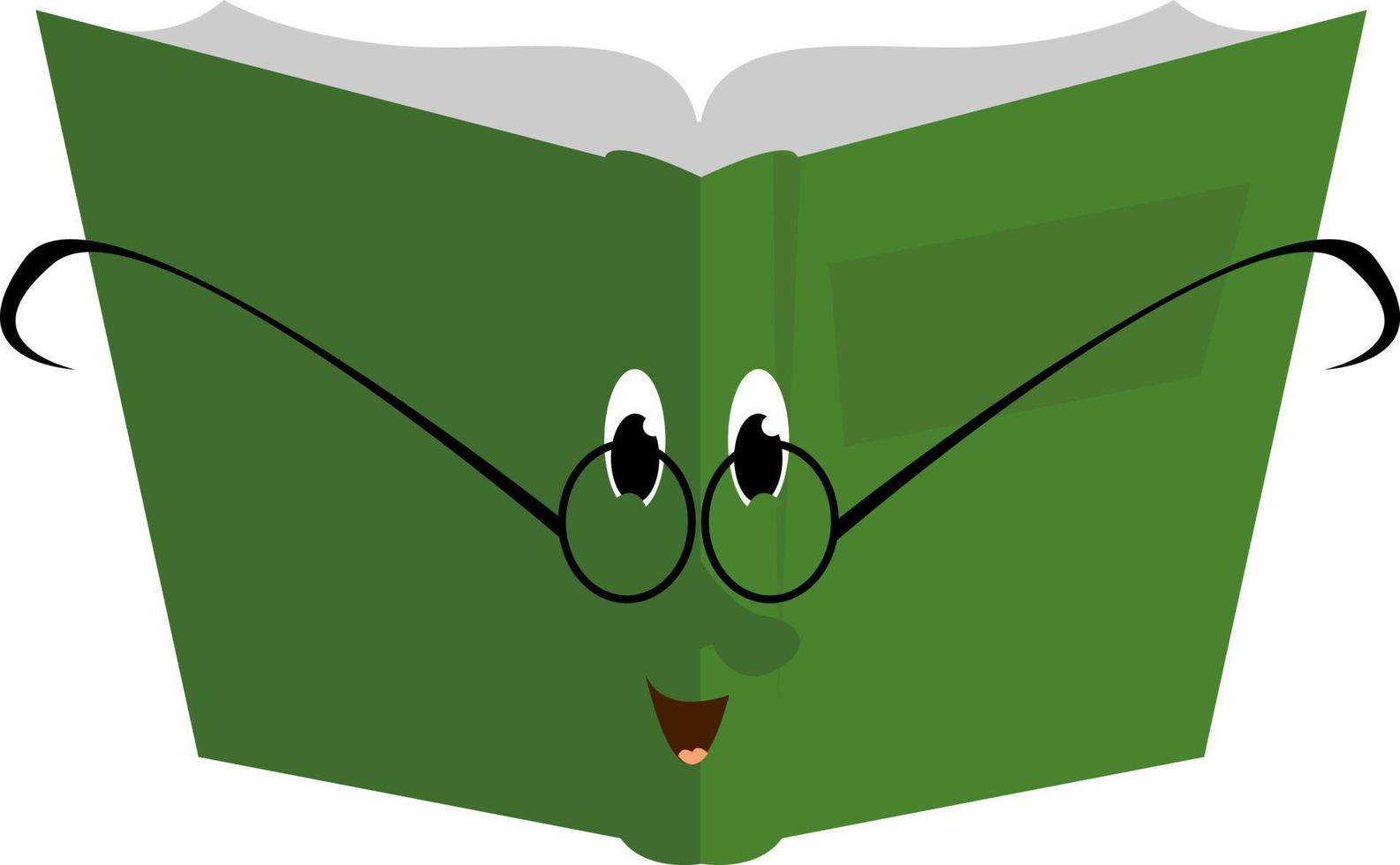 livre vert, illustration, vecteur sur fond blanc.