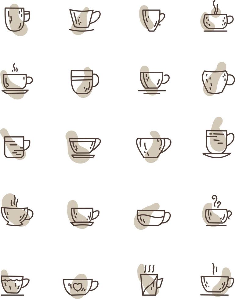 tasses à café, illustration, vecteur sur fond blanc.
