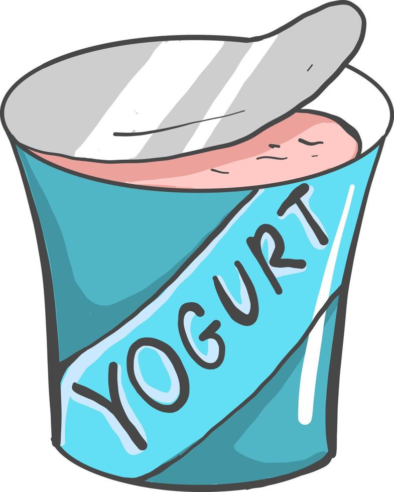 yaourt dans un bol bleu, illustration, vecteur sur fond blanc
