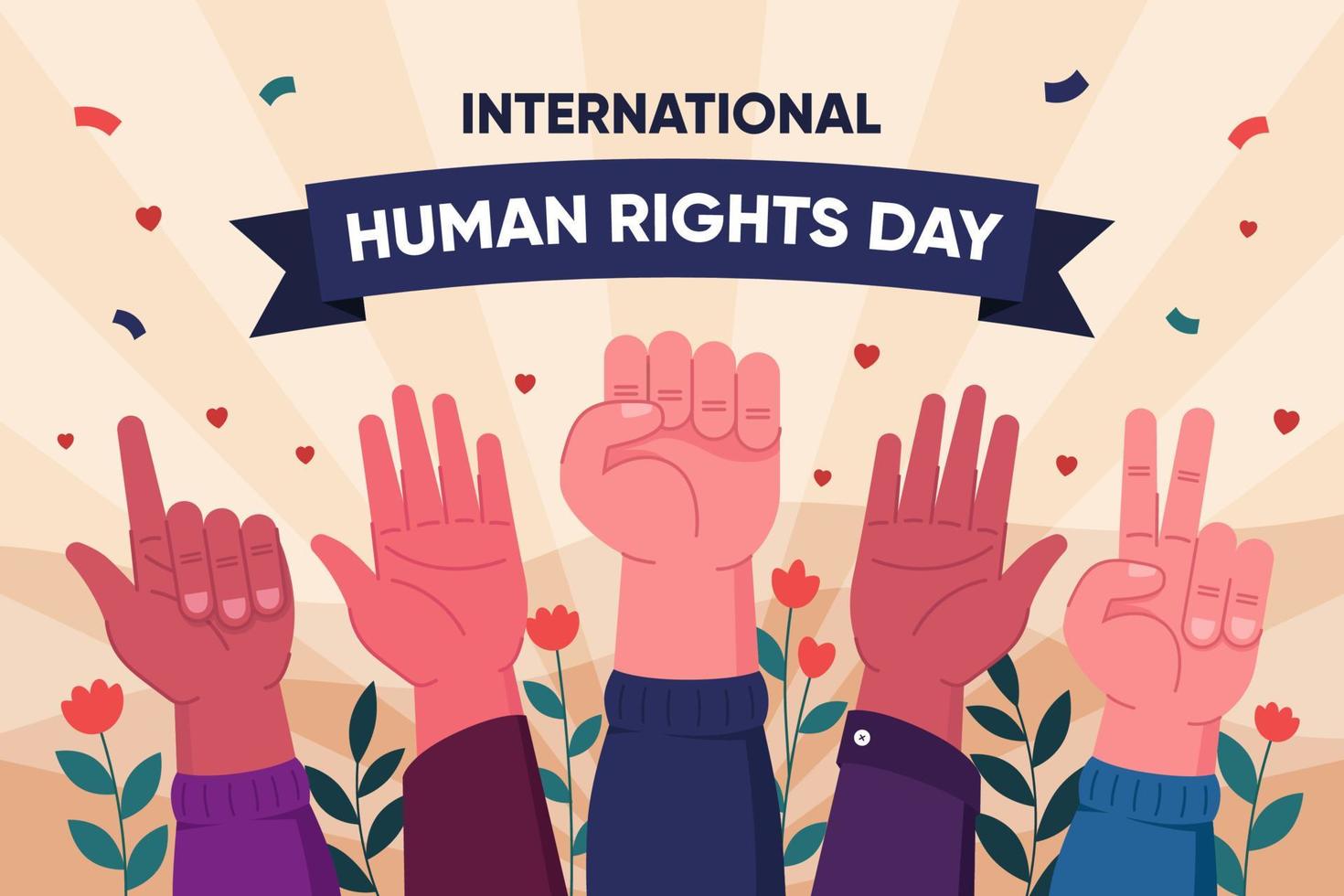 journée de célébration de la journée des droits de l'homme pour la publication sur les réseaux sociaux vecteur