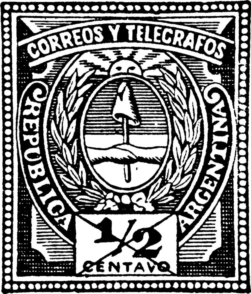 emballage demi-centavo de la république argentine, 1889, illustration vintage vecteur