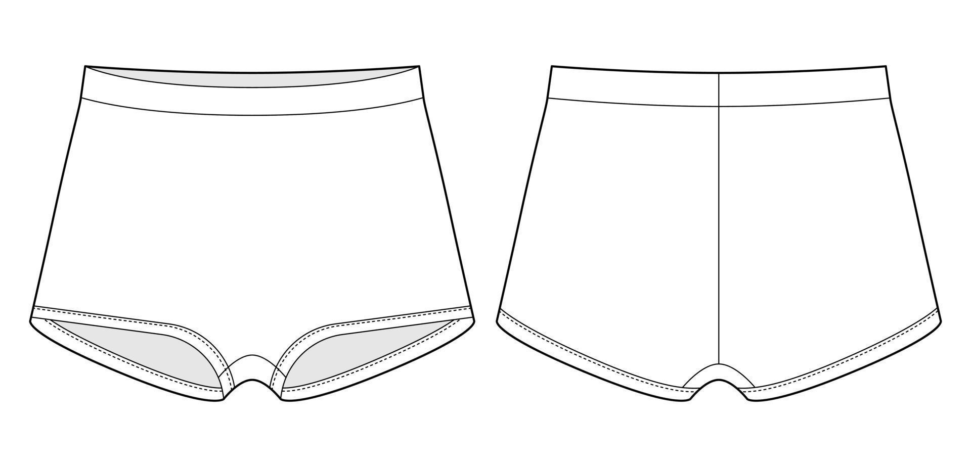 croquis technique de culotte de filles vierges. dame lingerie. caleçon blanc féminin. modèle isolé de culottes décontractées pour femmes vecteur