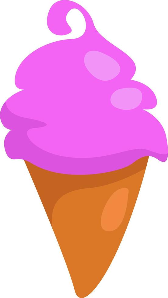 glace violette en cône, illustration, vecteur sur fond blanc.