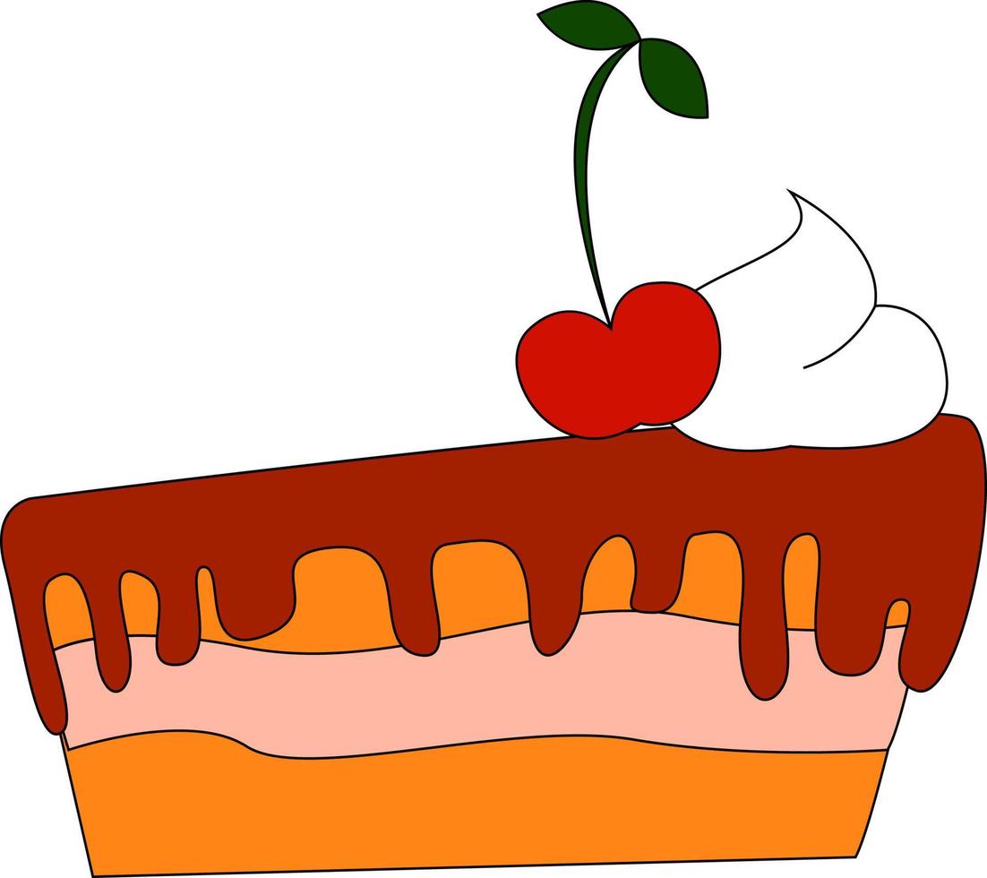 Gâteau aux cerises, illustration, vecteur sur fond blanc