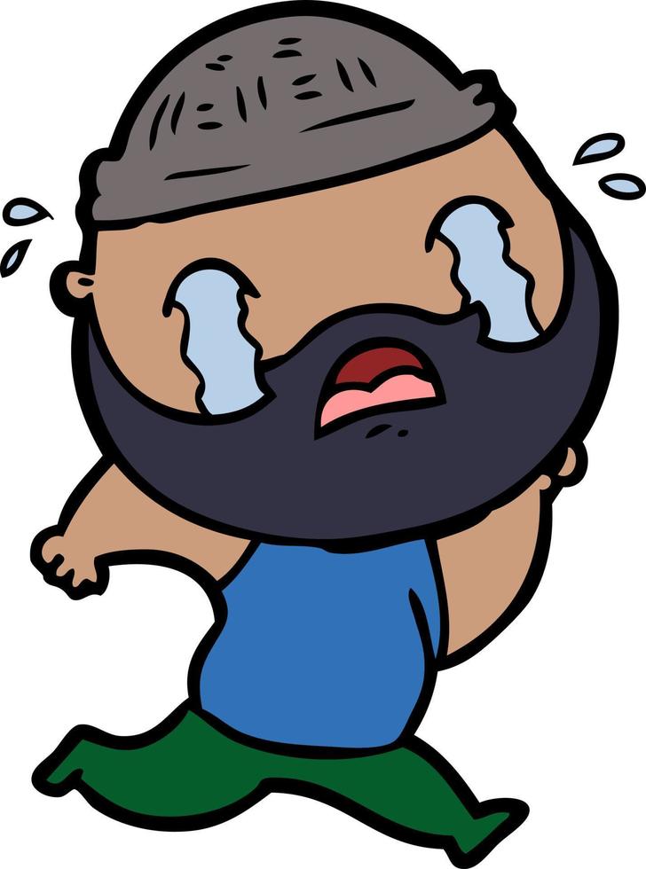 dessin animé, homme, à, barbe, pleurer vecteur