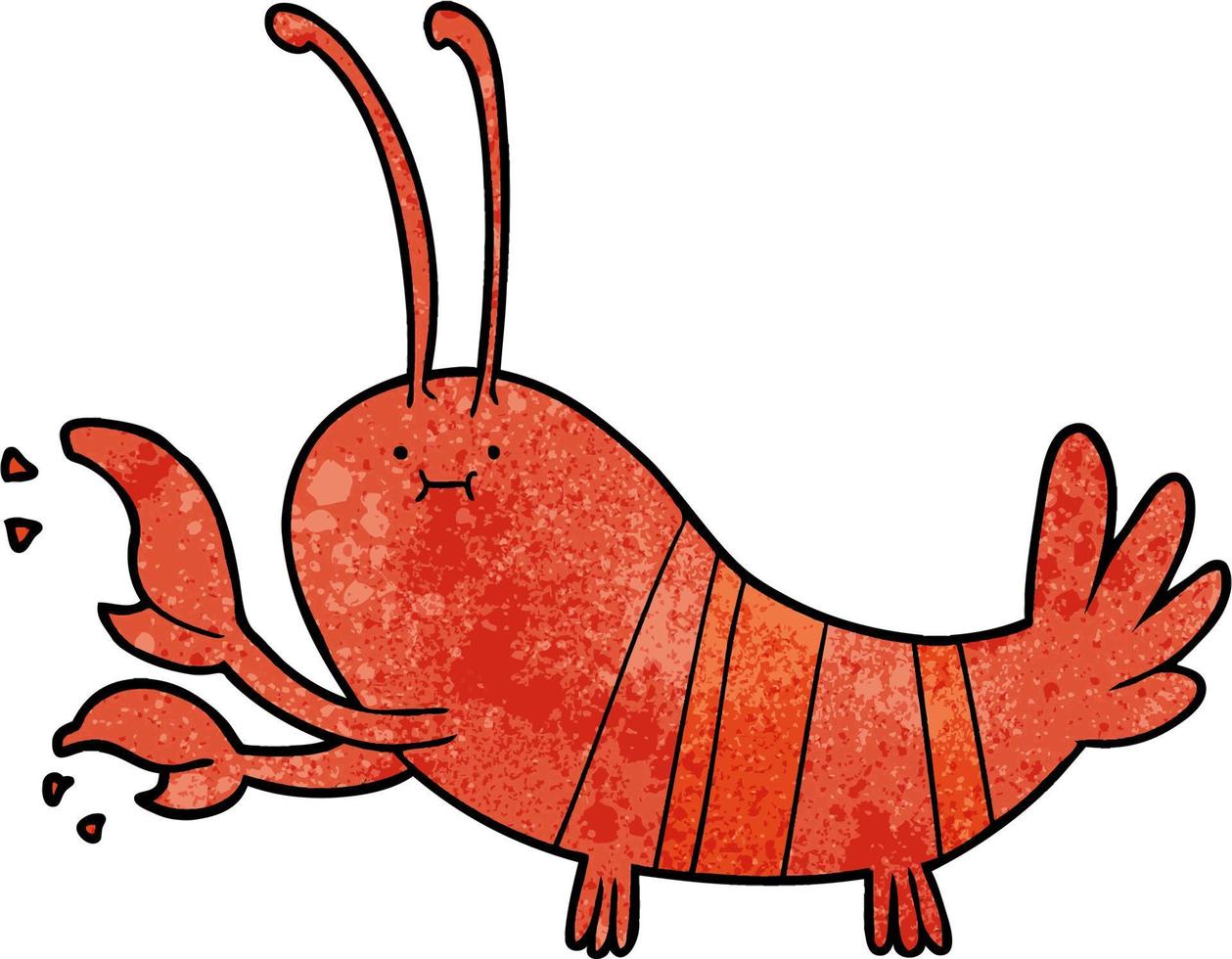 homard mignon de dessin animé de texture grunge rétro vecteur