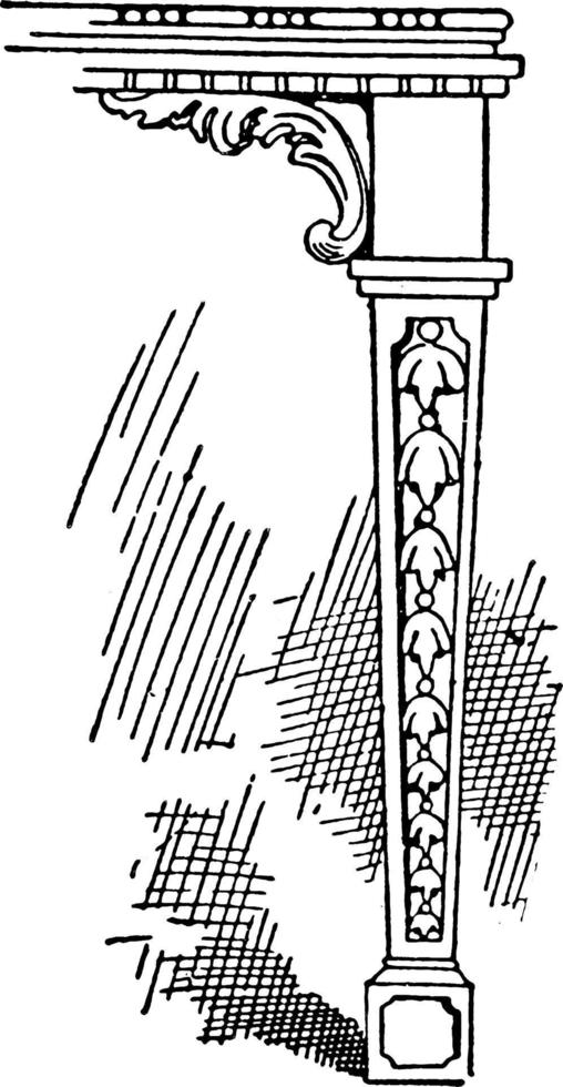 pied de table chippendale 2, illustration vintage. vecteur