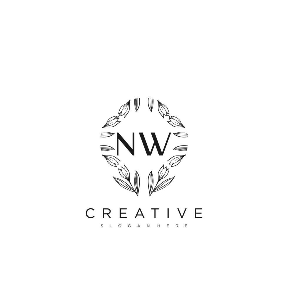 nw lettre initiale fleur logo modèle vecteur art vectoriel premium