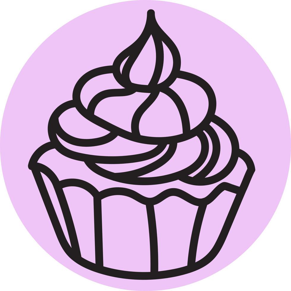 cupcake rose, illustration, vecteur sur fond blanc.