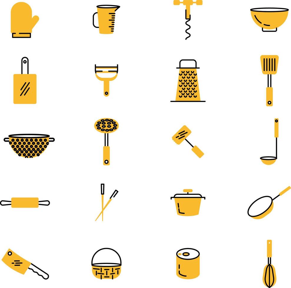 outils de cuisine, illustration, vecteur sur fond blanc.