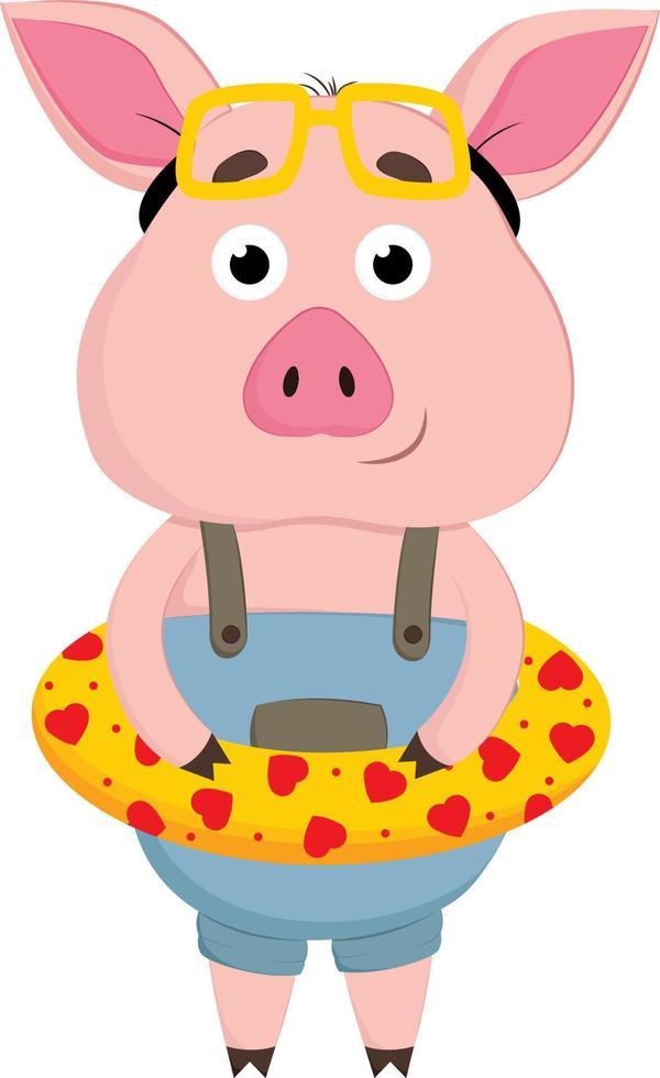 un cochon d'été mignon, un vecteur ou une illustration de couleur.