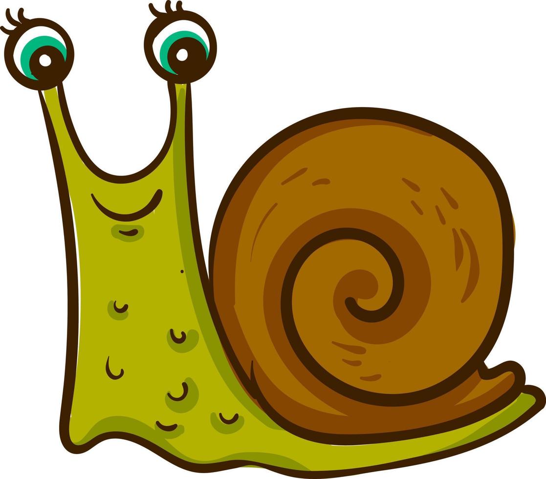 Escargot heureux, illustration, vecteur sur fond blanc.