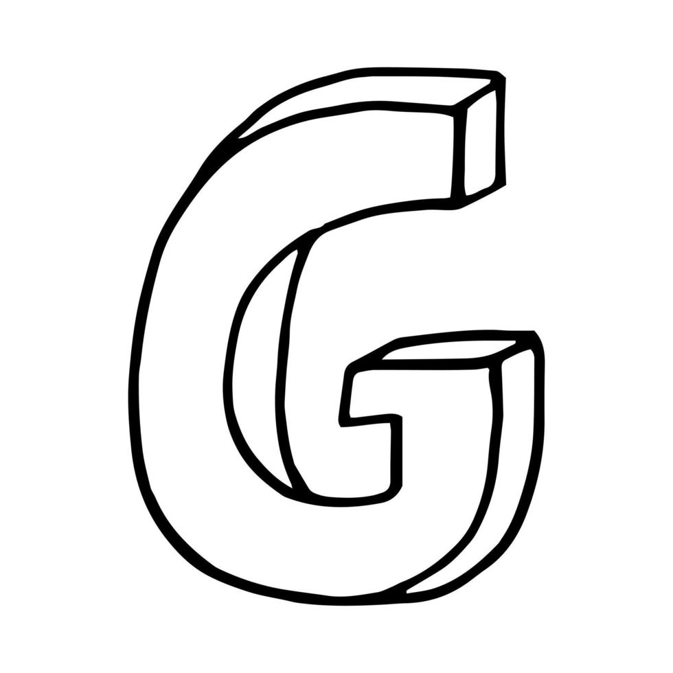 lettre g dessinée à la main dans un style doodle. croquis, vecteur, police, écriture manuscrite vecteur
