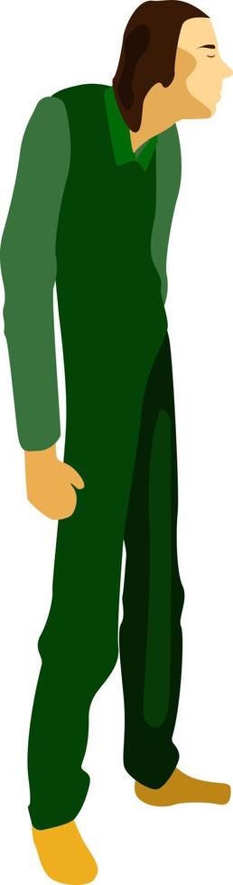 homme en vert, illustration, vecteur sur fond blanc.