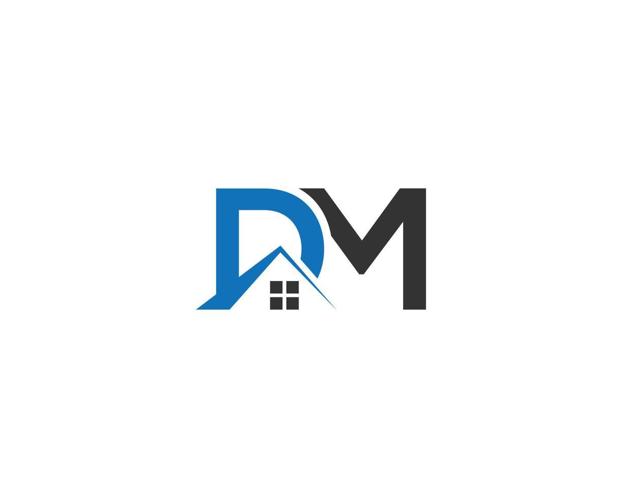 dm lettre maison logo design concept vecteur modèle.