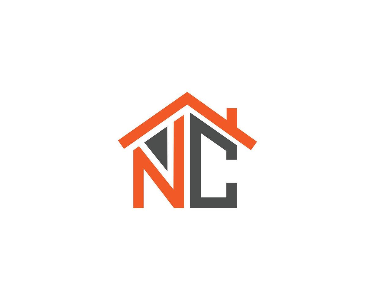 lettre nc immobilier moderne maison logo monogramme conçoit modèle vectoriel. vecteur