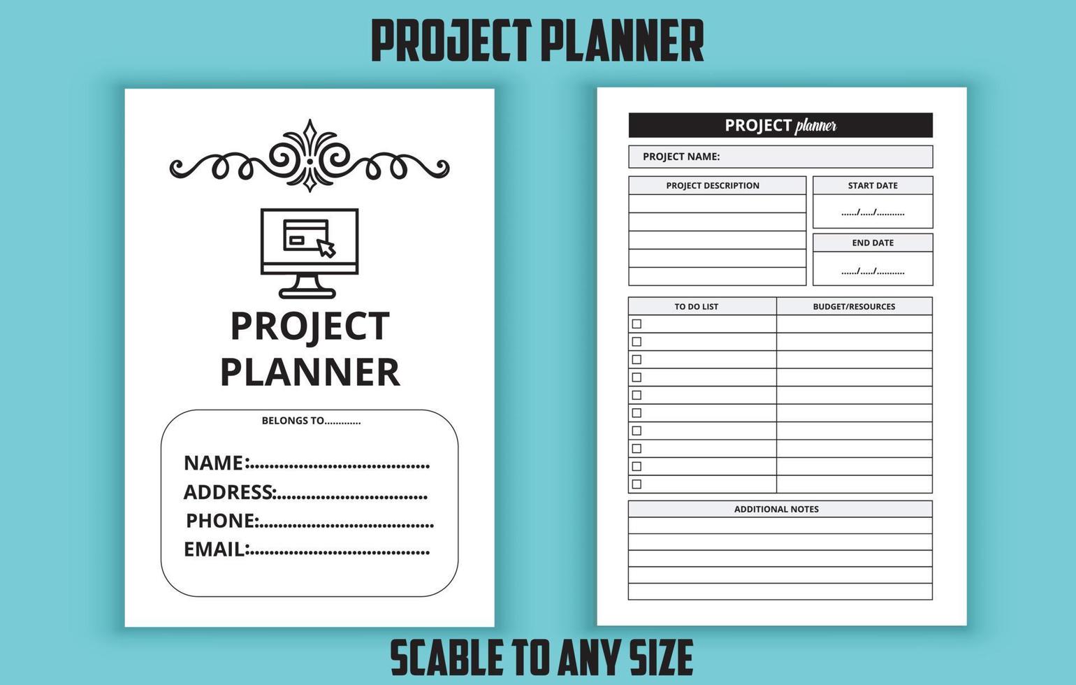 modèle modifiable de planificateur de projet vecteur