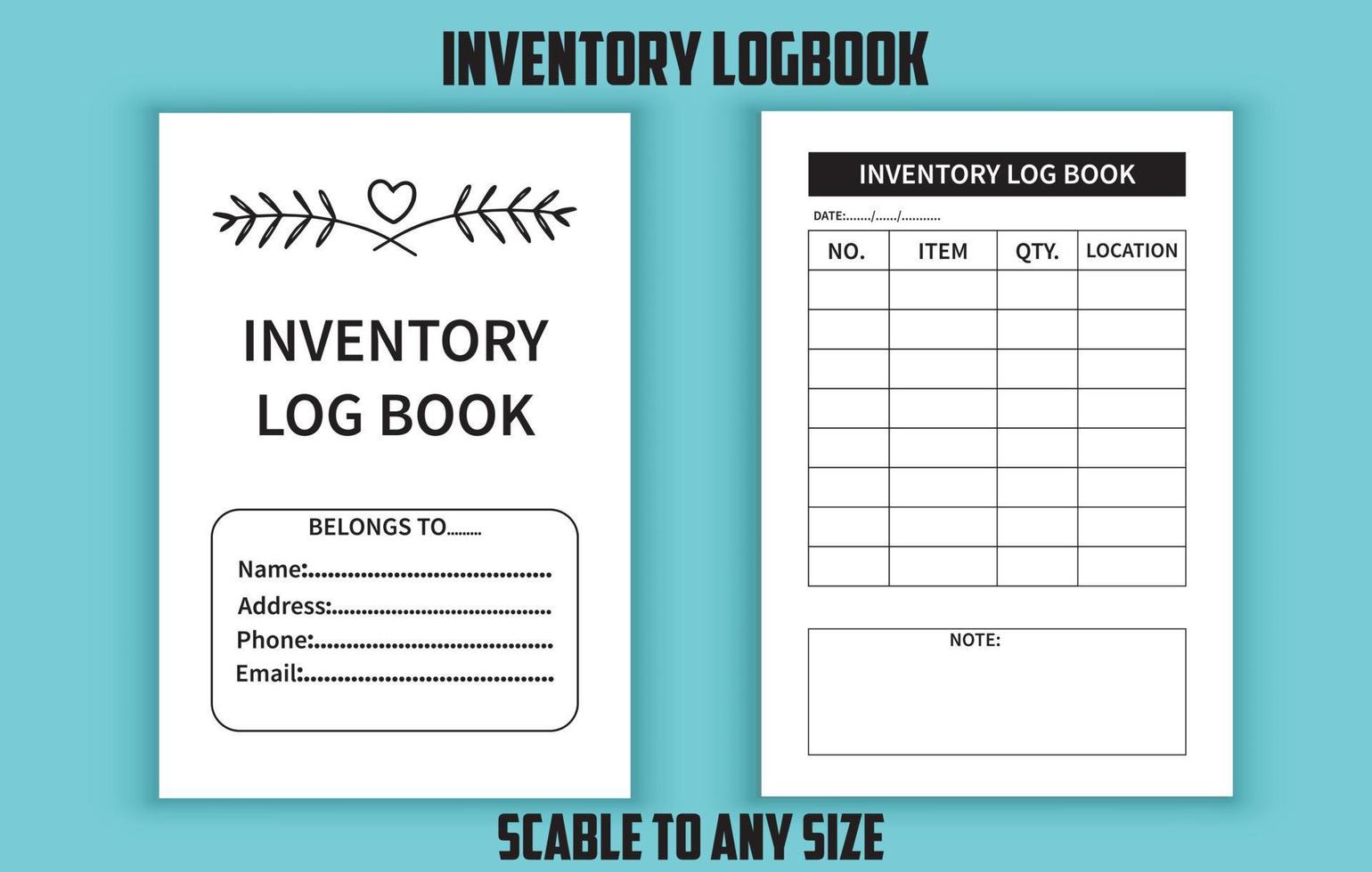 modèle modifiable de journal de bord d'inventaire vecteur