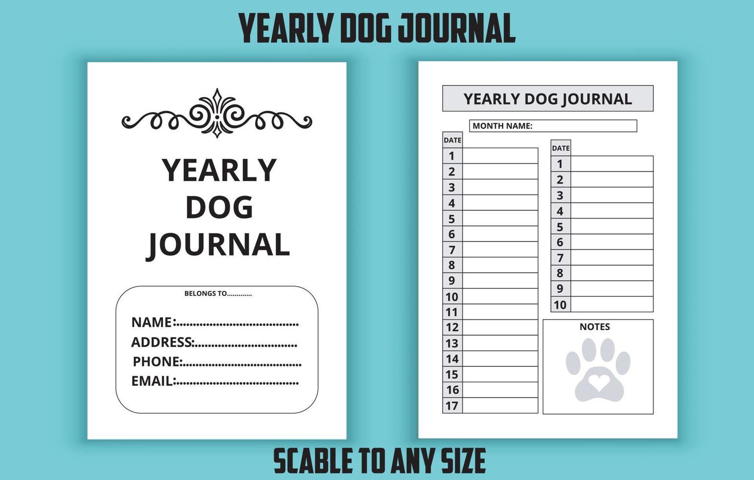 modèle modifiable de journal de chien annuel vecteur