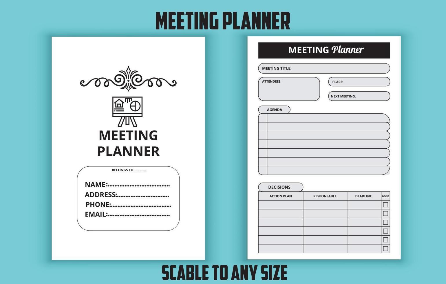 modèle modifiable de planificateur de réunion vecteur