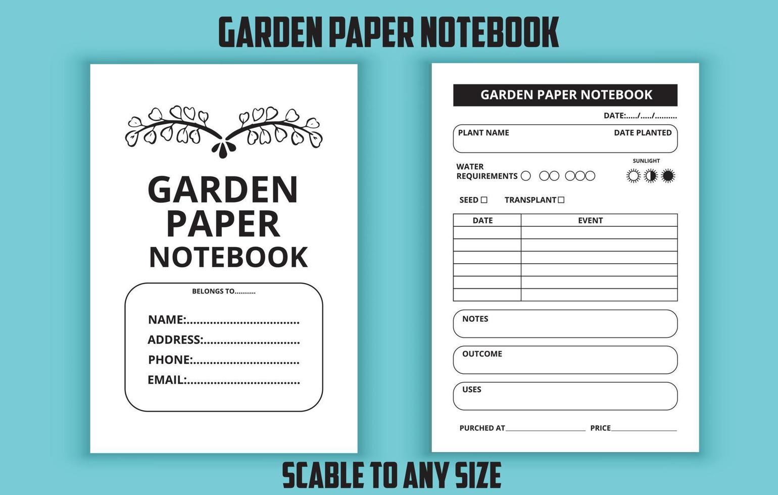 modèle modifiable de journal de bord de papier de jardin vecteur