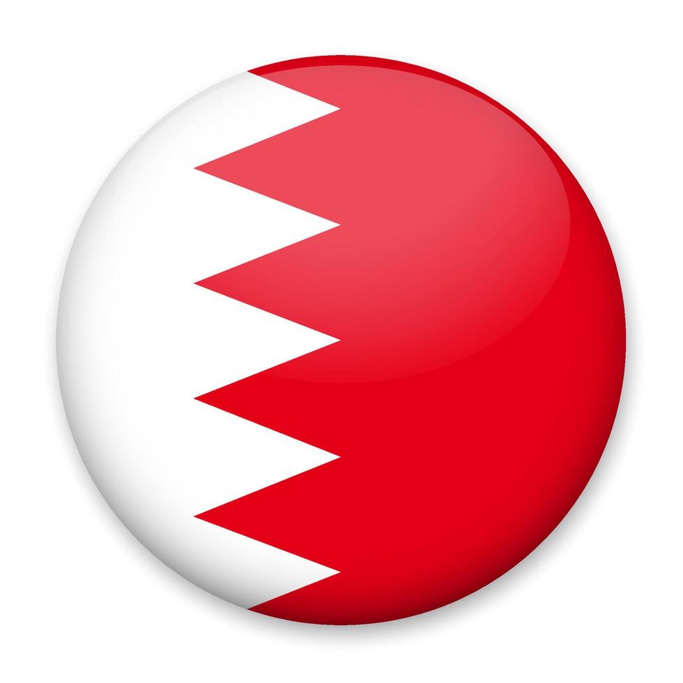 drapeau de bahreïn sous la forme d'un bouton rond avec un léger éclat et une ombre. le symbole de la fête de l'indépendance, un souvenir, un bouton pour changer de langue sur le site, une icône. vecteur