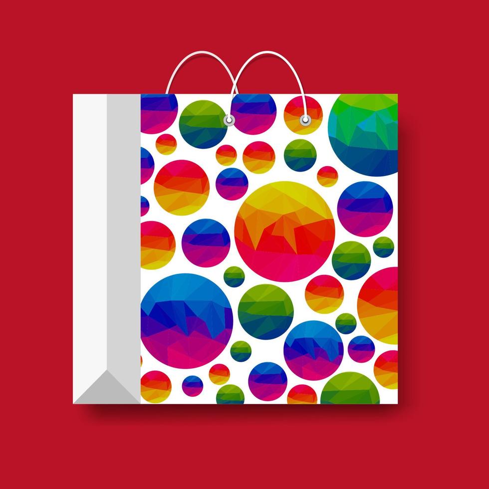 sac en papier commercial, symbole marketing vectoriel isolé sur fond rouge.