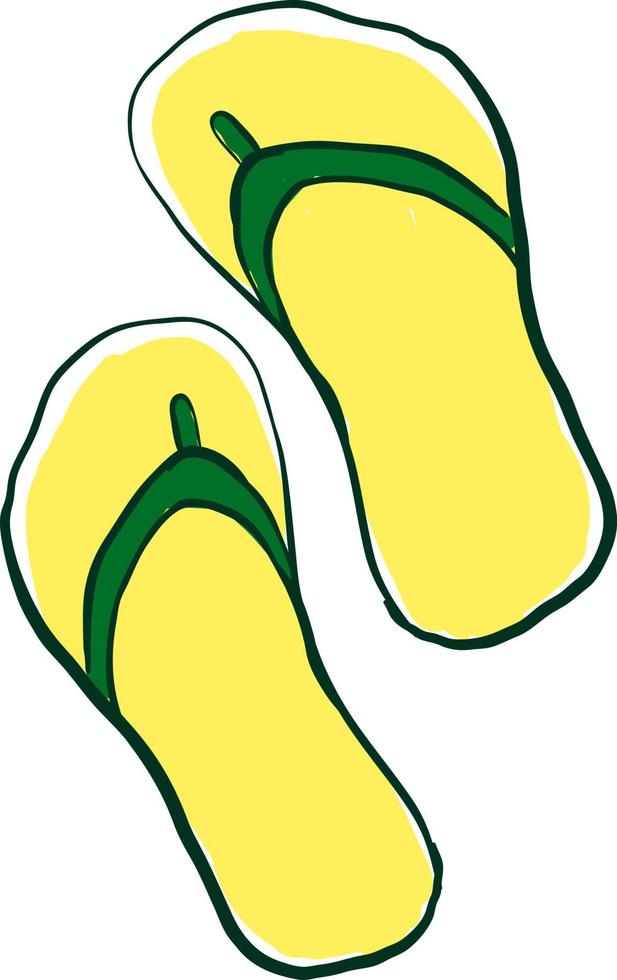 Chaussons jaunes, illustration, vecteur sur fond blanc.