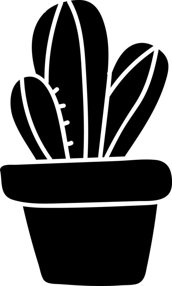Trois cactus épineux dans un pot, illustration, vecteur sur fond blanc.
