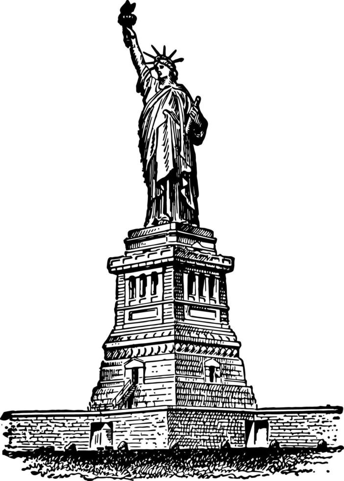 statue de la liberté illustration vintage vecteur