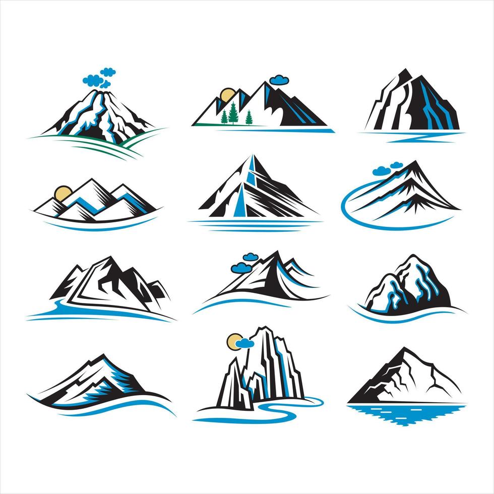 illustration vectorielle du jeu d'icônes de montagne vecteur