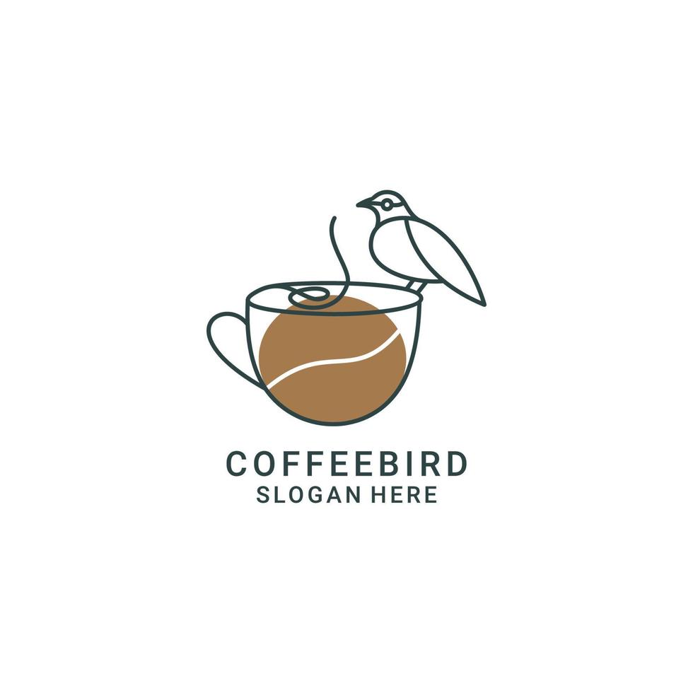 vecteur d'icône de conception de logo d'oiseau de café