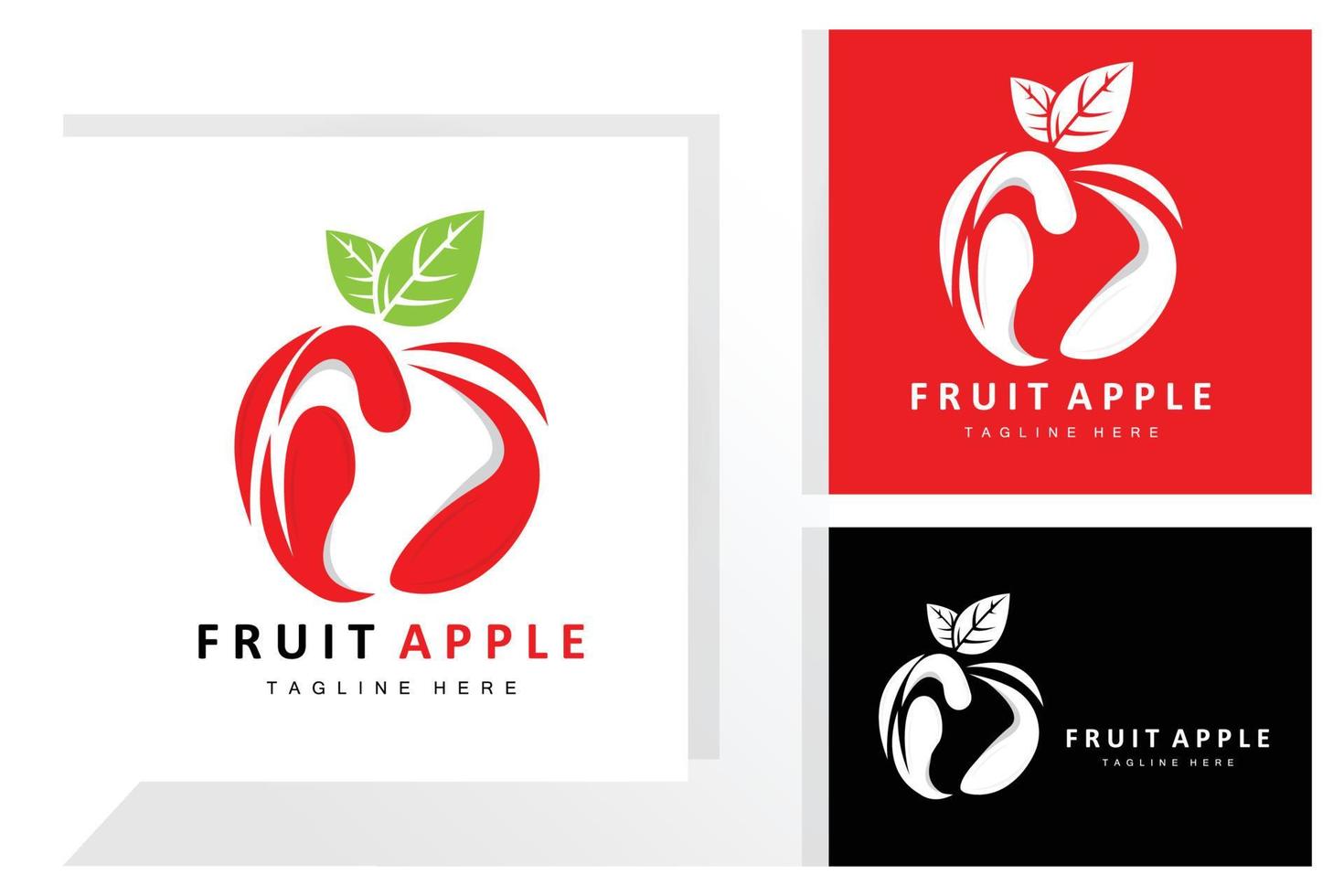 création de logo de pomme de fruits, vecteur de fruits rouges, avec style abstrait, illustration d'étiquette de marque de produit