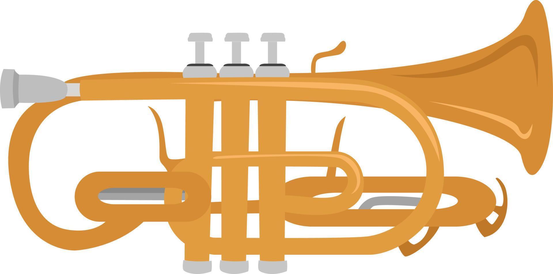 cornet doré, illustration, vecteur sur fond blanc.