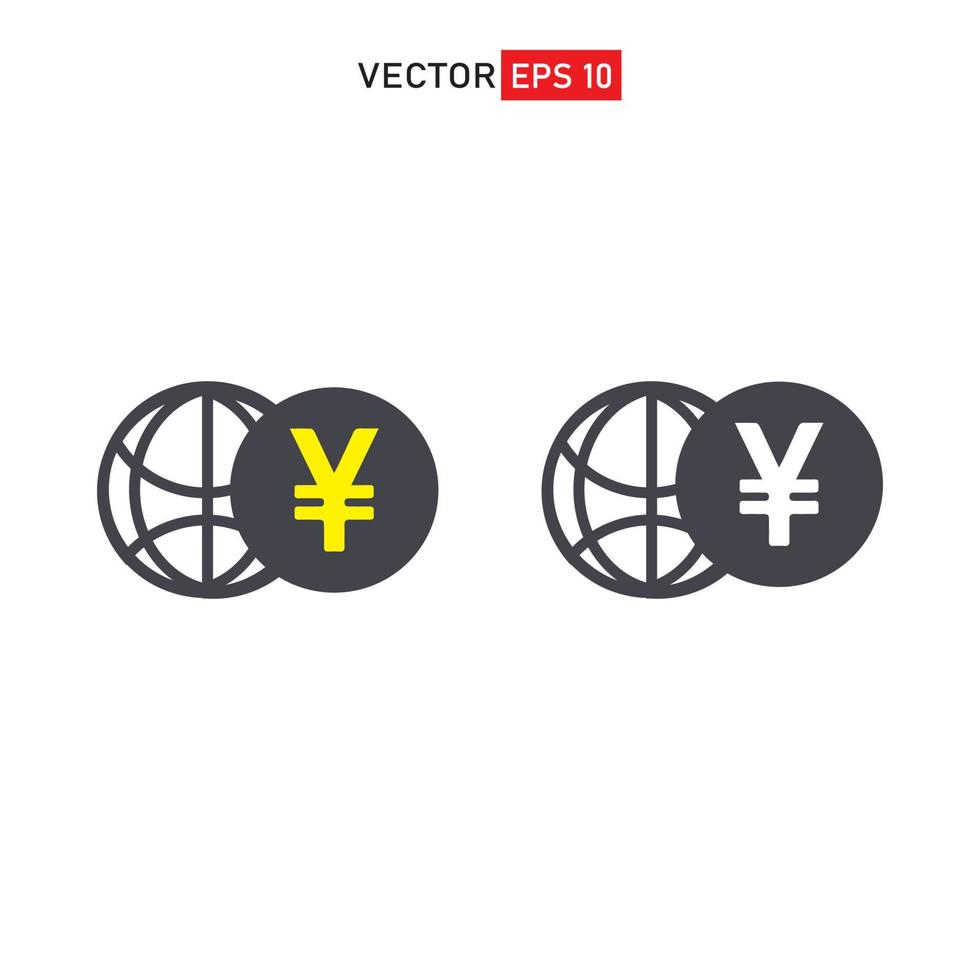 globe avec l'icône de devise yen isolé sur fond blanc vecteur